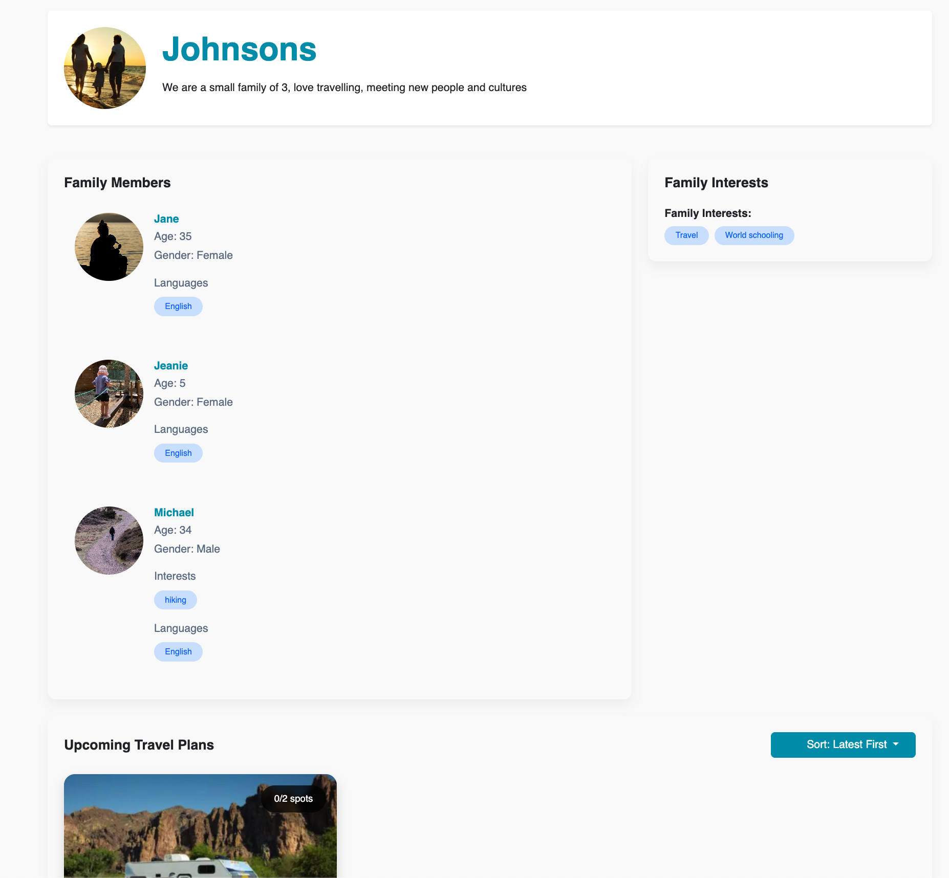 Family Profiles Feature